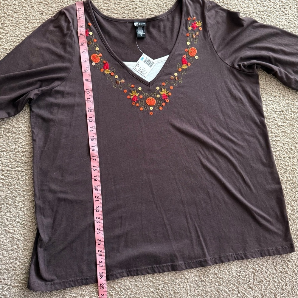 Holiday Editions Chocolate Top with Embroidery - Picture 5 of 9